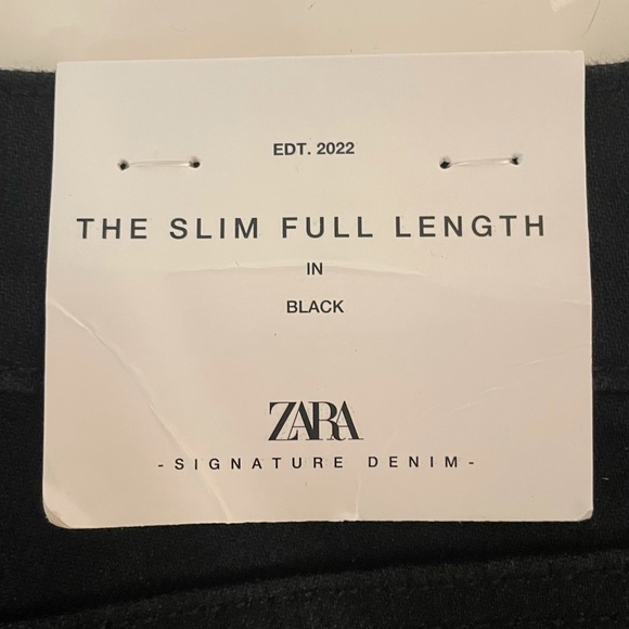 Zara The Slim Full Length Black Denim Jeans NWT Size 6 (38) - Picture 3 of 7